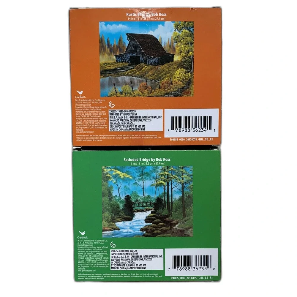 Bob Ross Paintings NEW 2 Jigsaw Puzzles ~ Secluded Bridge Rustic Barn SEALED - Picture 6 of 6